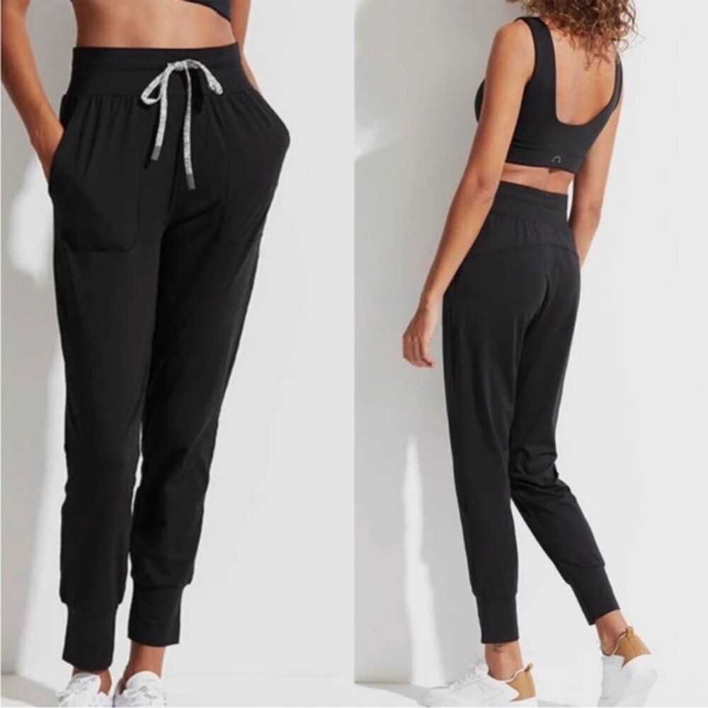 Varley Parkhurst Jogger Black Elastic Waist Pockets Fluid Stretch Jersey Small